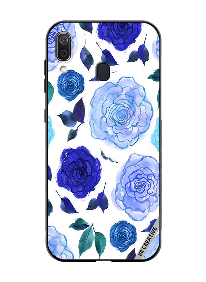 VR CREATIVE Protective Case Cover For Samsung Galaxy A30 Blue Smot Flower Design Multicolour - Image 1