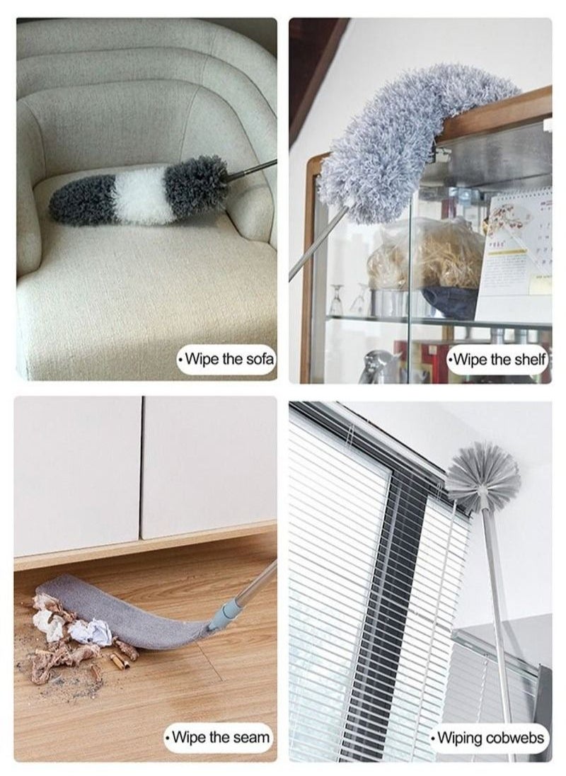 7 PCS Microfiber Dust Brush Duster Kit with Extension Pole Removable and Washable Fiber Brush Hand Dust Cleaning Gap dust for Ceiling Fan High Ceiling Blinds Furniture Cars