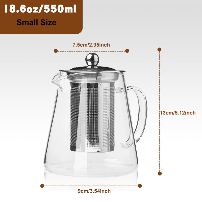 LTWQLing Glass Teapot, Tea Pot with Removable Infusers for Loose Tea, Borosilicate Glass Tea Kettle Tea Maker Stovetop for Party, Camping,Travel (550ML) - Image 3