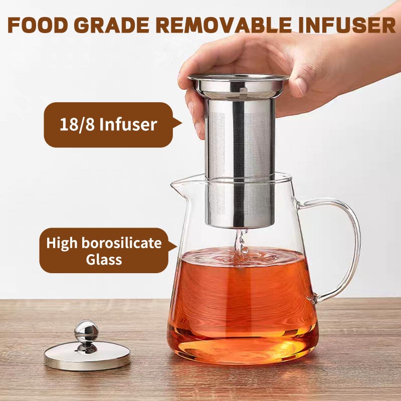 LTWQLing Glass Teapot, Tea Pot with Removable Infusers for Loose Tea, Borosilicate Glass Tea Kettle Tea Maker Stovetop for Party, Camping,Travel (550ML) - Image 5