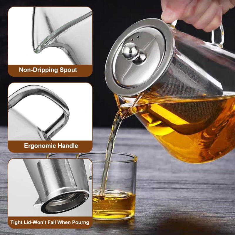 LTWQLing Glass Teapot, Tea Pot with Removable Infusers for Loose Tea, Borosilicate Glass Tea Kettle Tea Maker Stovetop for Party, Camping,Travel (550ML) - Image 2