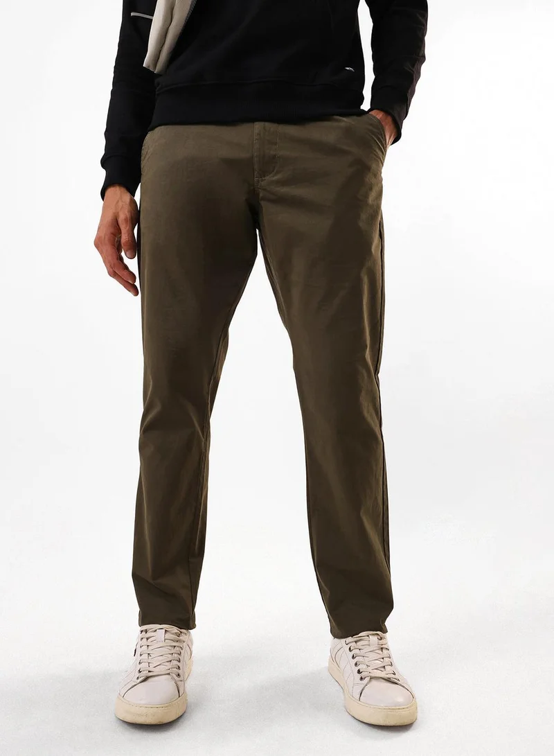 Dennis Lingo Men's Olive 100% Cotton Full Chinos Slim Fit Trouser