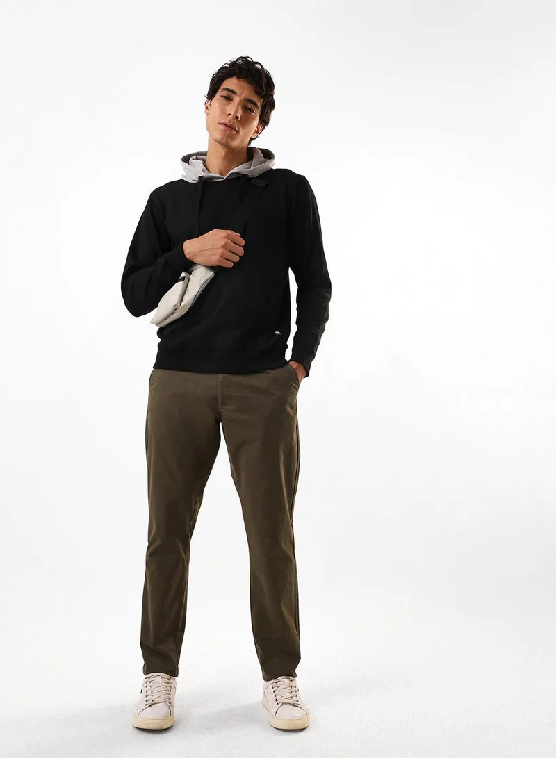 Men's Olive 100% Cotton Full Chinos Slim Fit Trouser