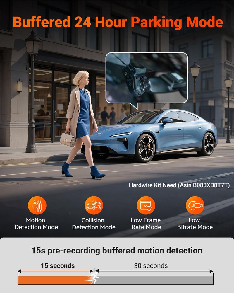 Vantrue S1 Pro 2.7K Dual Dash Cam Front and Rear, 5G WiFi 60FPS Hidden Dash Camera w/HDR Night Vision, STARVIS 2, Optional Remote Live View, GPS, Voice Control, 24/7 Parking Mode, Support 512GB Max - Image 5