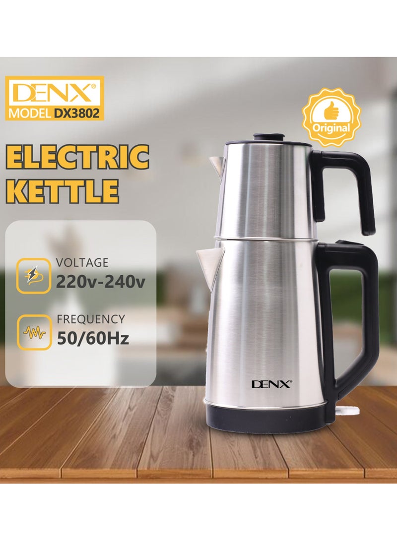 Denx Double Pot Electric Kettle, 2200W, with Removable Tea Filter, 2.2L Kettle Capacity, 0.8L Teapot, High-Speed ​​Tea Maker, Multifunctional Hot Water Dispenser, Turbo Kettle, DX3802 - Image 4