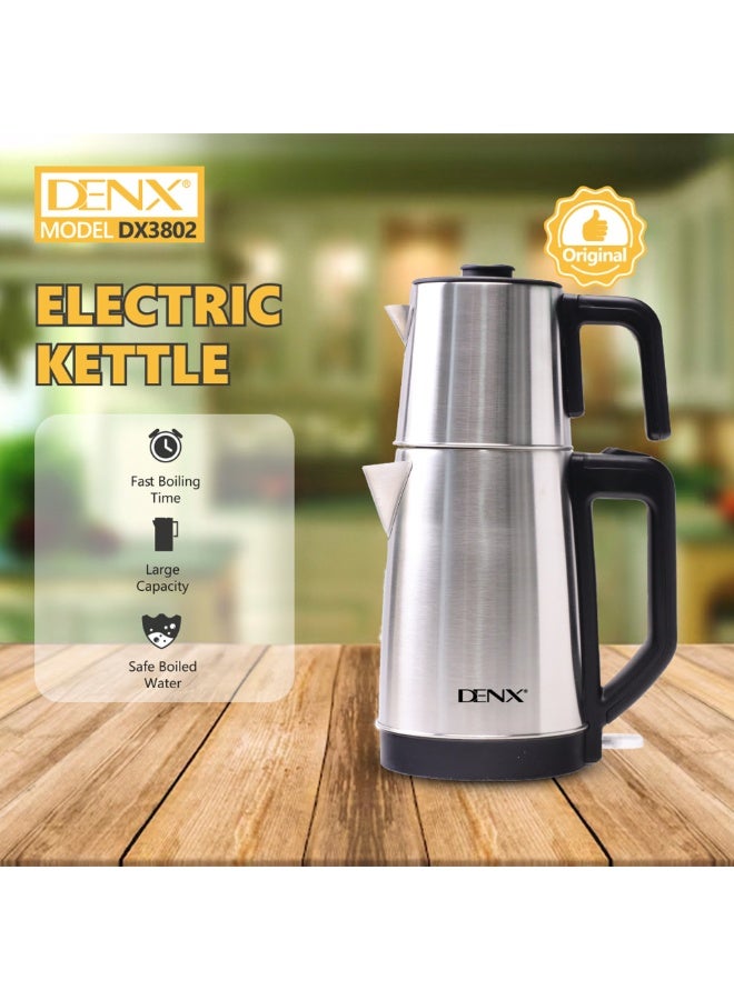 Denx Double Pot Electric Kettle, 2200W, with Removable Tea Filter, 2.2L Kettle Capacity, 0.8L Teapot, High-Speed ​​Tea Maker, Multifunctional Hot Water Dispenser, Turbo Kettle, DX3802 - Image 3