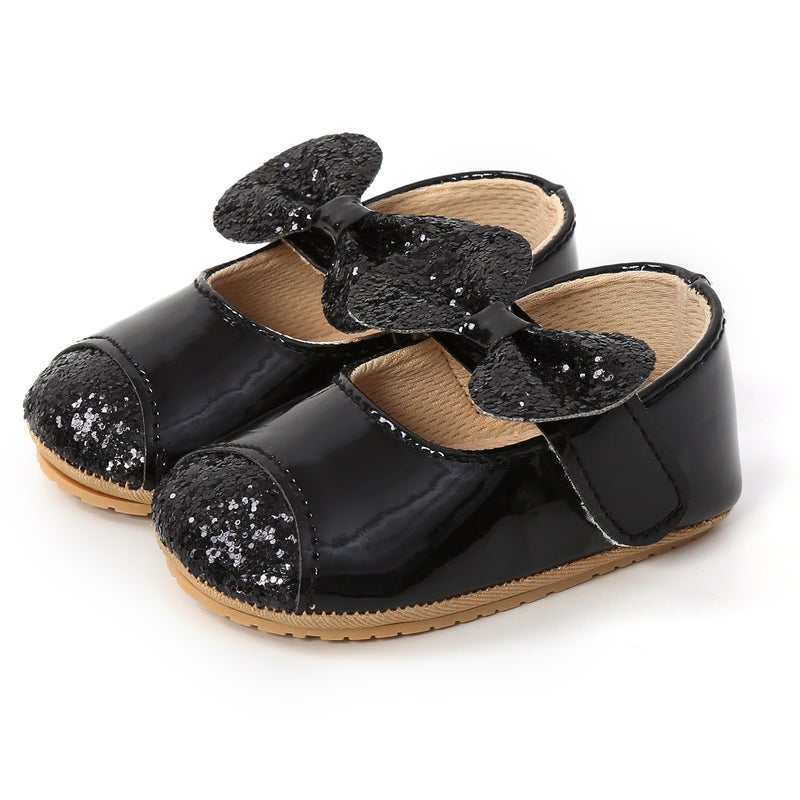 Butterfly Sequin Princess Baby Shoes Soft Sole M1951 Black 