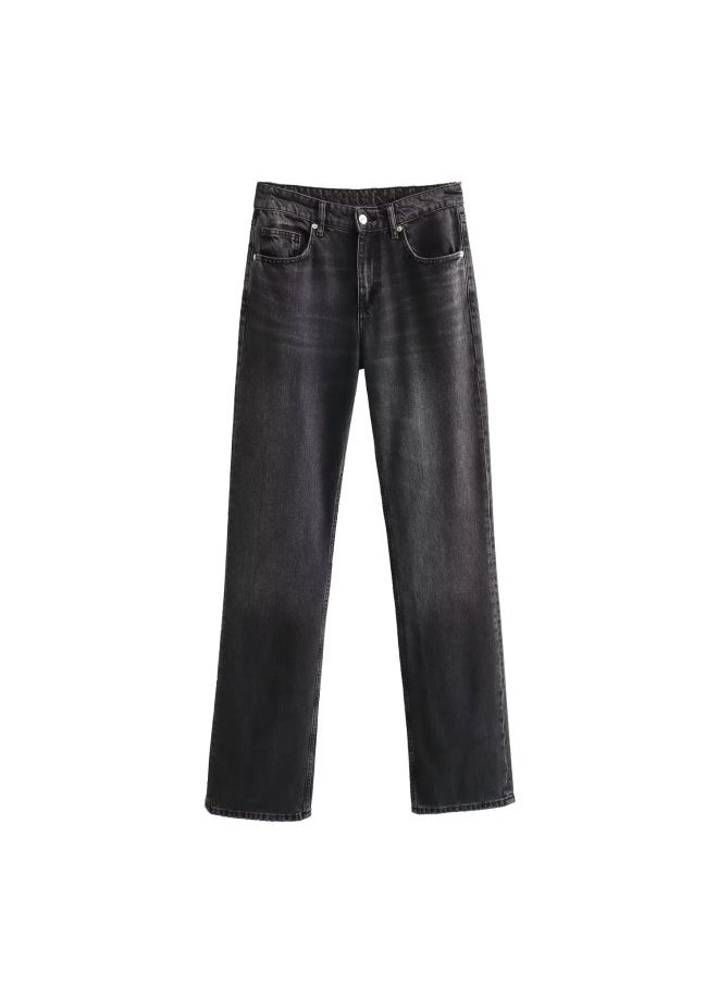 Generic ZA Autumn And Winter Jeans High Waist Straight Pants European And American Style Cross-border Women's Pants Casual Fashion Wide Leg Pants 6045129 