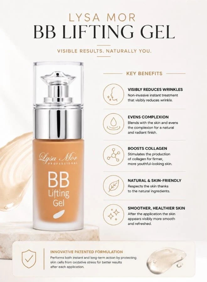 Lysa Mor Professional BB Lifting Gel Anti-Aging | Halal | Instant Lifting & Skin Perfecting|  with collagen, Vitamine E| Patented Formula |30ML - Image 3