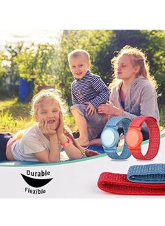 OIMG 2 Piece For Airtag Kids Wristband With Adjustable Nylon Strap Tracker Holder Protector Breathable Anti-Loss Bracelet For Toddler Child Elderly (Blue Red)  - Image 3