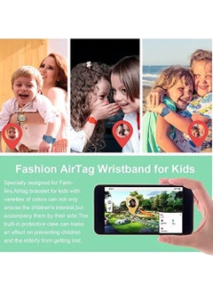 OIMG 2 Piece For Airtag Kids Wristband With Adjustable Nylon Strap Tracker Holder Protector Breathable Anti-Loss Bracelet For Toddler Child Elderly (Blue Red)  - Image 4