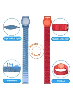 OIMG 2 Piece For Airtag Kids Wristband With Adjustable Nylon Strap Tracker Holder Protector Breathable Anti-Loss Bracelet For Toddler Child Elderly (Blue Red)  - Image 5