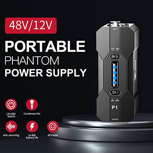 Xvive P1 48V/12V Portable Phantom Power Supply with Rechargeable Battery for XLR Condenser, Shotgun Microphone - Image 2