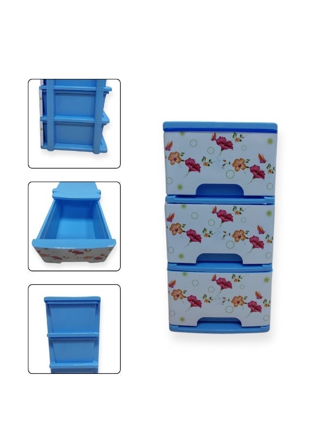 إس إن إتش منظم أدراج تخزين بثلاث طبقات بتصميم زهور | أدراج متعددة الاستخدامات لتوفير المساحة | خزانة قائمة للمنزل، المطبخ، المكتب، الحمام، وغرف المعيشة - Image 2