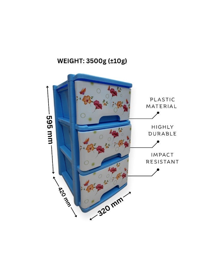 إس إن إتش منظم أدراج تخزين بثلاث طبقات بتصميم زهور | أدراج متعددة الاستخدامات لتوفير المساحة | خزانة قائمة للمنزل، المطبخ، المكتب، الحمام، وغرف المعيشة - Image 1