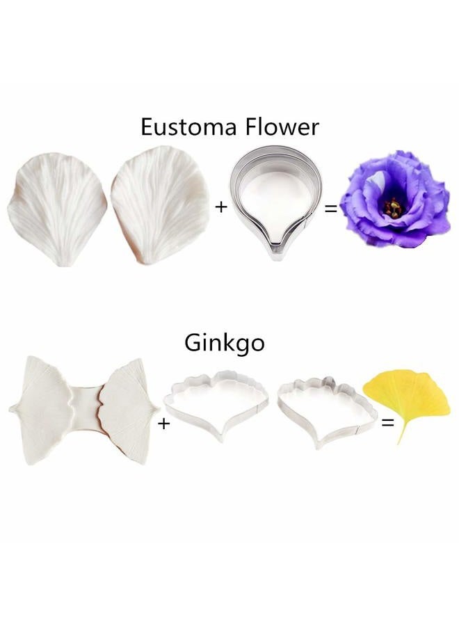 Colorkitchenware 16set Gumpaste Flower Molds and Cutters Fondant Tools Kit Stainless Steel Flower Cookie Cutter Set Sugarcraft Flower Silicone Veining Making Mold for Wedding,Birthday Cake Decorating - Image 3