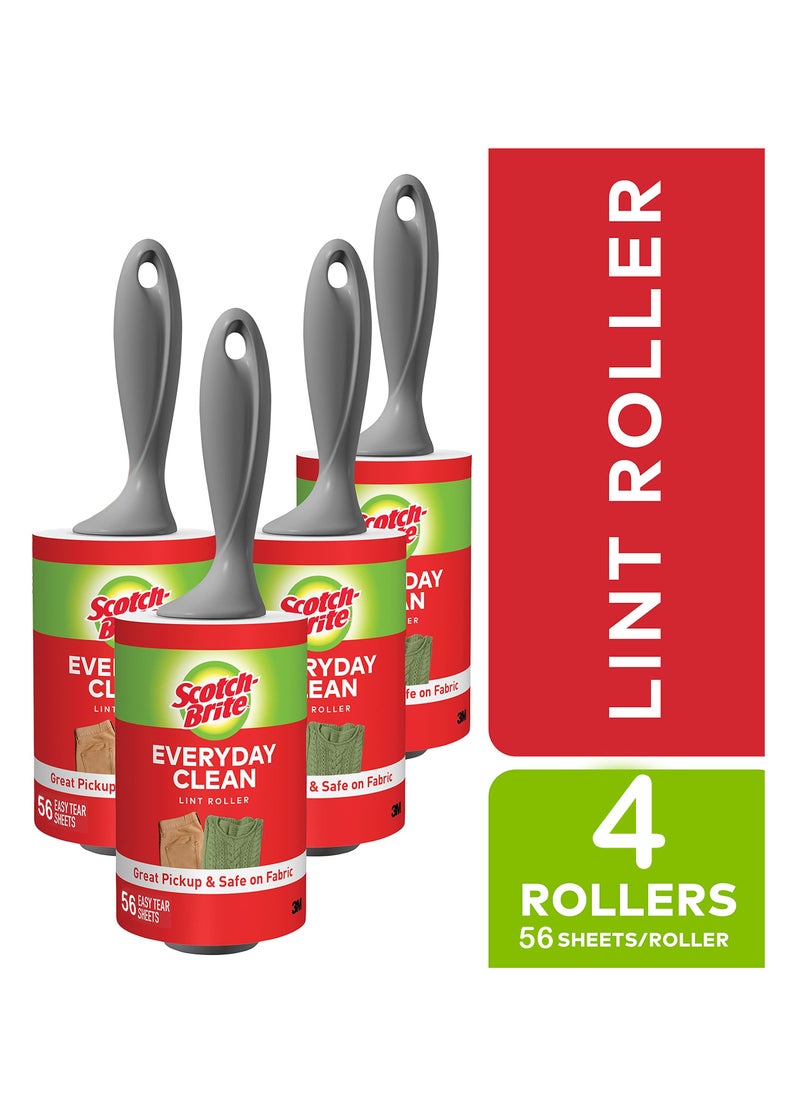 Scotch  Lint Roller Refill, Works Great On Pet Hair, 4 Rollers, 56 Sheets Per Roll  - Image 1