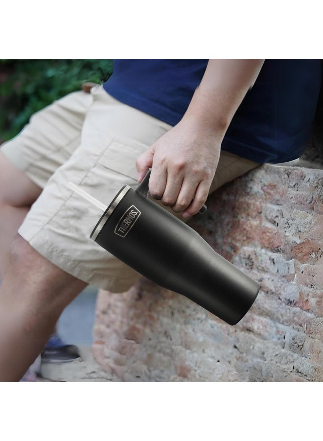 THERMOS STAINLESS STEEL VACUUM INSULATED GREY MUG WITH STRAW 1.1LTR - Image 4