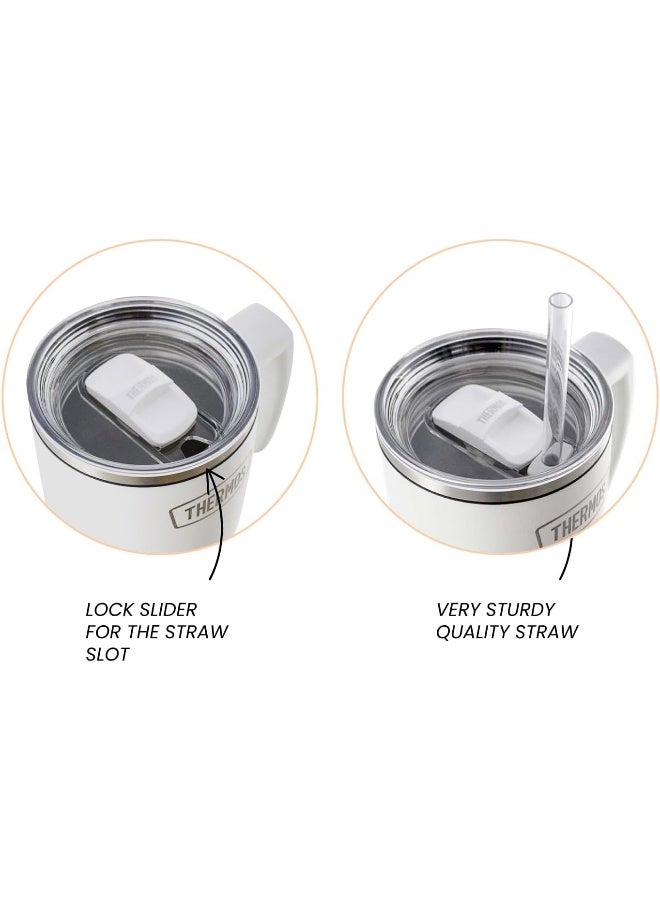 THERMOS STAINLESS STEEL VACUUM INSULATED GREY MUG WITH STRAW 1.1LTR - Image 3