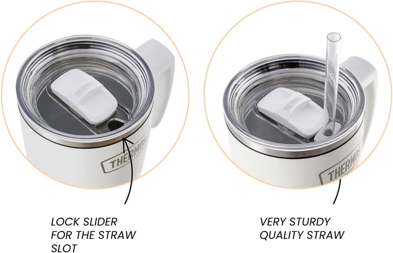 THERMOS STAINLESS STEEL VACUUM INSULATED GREY MUG WITH STRAW 1.1LTR - Image 3