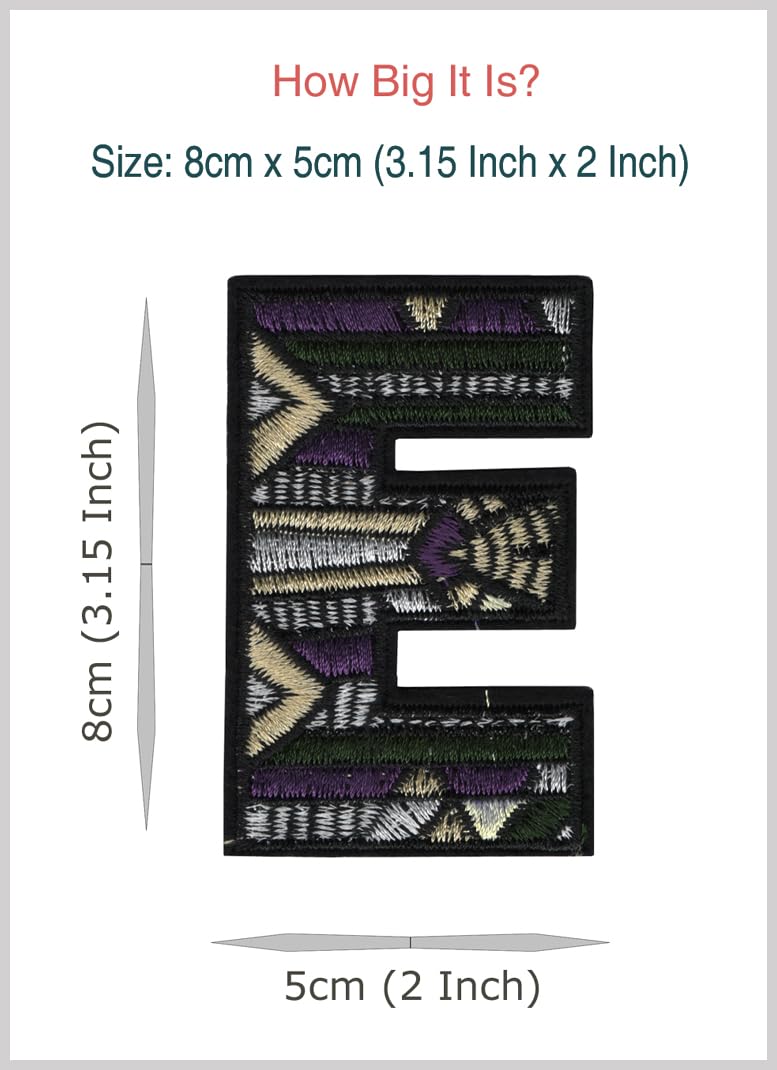 Generic E English Alphabet/Letter Applique Embroidered Sew-on Patch ; Size: 8cm x 5cm for Jackets, Caps, T-Shirts, Bags, Jeans, Pants, Outdoor Clothing ; Imported from Malaysia (1 Piece). (Code: S-30)  - Image 2