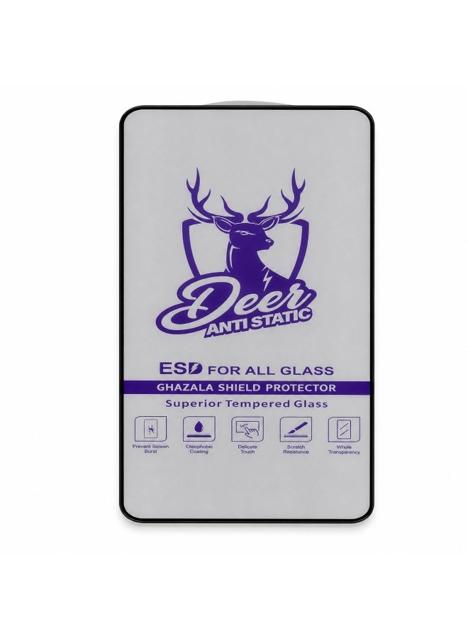 Deer Al-Ghazala Anti-Static ESD Tempered Glass Screen Protector Compatible with Xiaomi Redmi Note 9s - Full Glue Black Frame - Image 2
