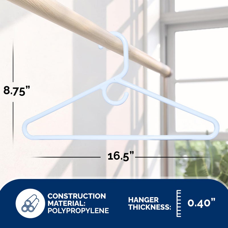 closetselect Super Heavy Duty Plastic Hangers, Made in USA, White Super Heavy Weight Hanger, 24 Pack - Image 3