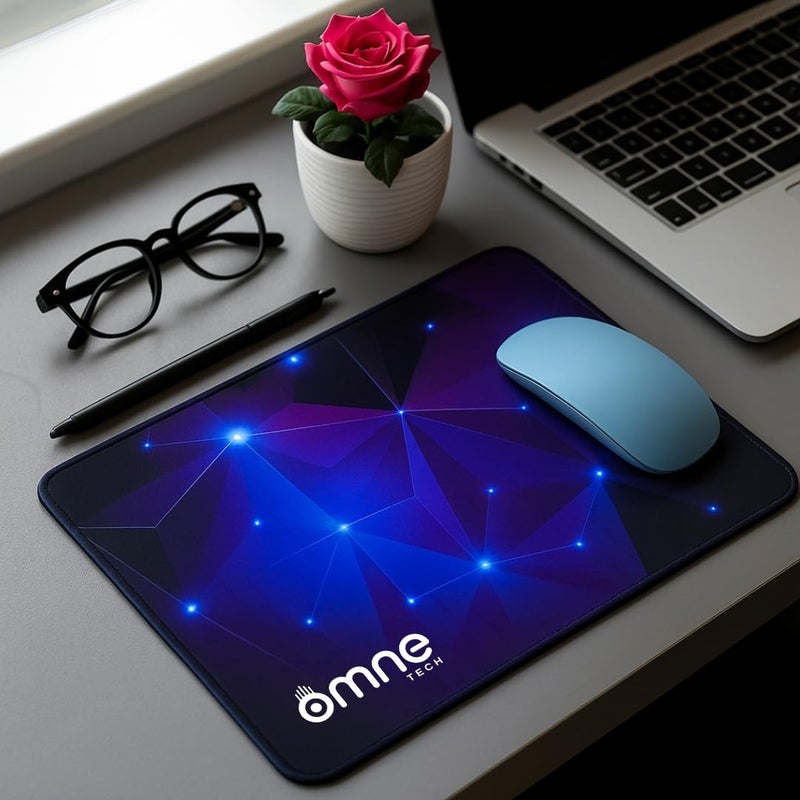 omne TECH Mousepad for Desk | Smooth Waterproof Surface, Anti-Slip Rubber Base, Durable & Comfortable Mouse Pad for Office, Laptop & Computer (Multicolour) (Blue) - Image 5