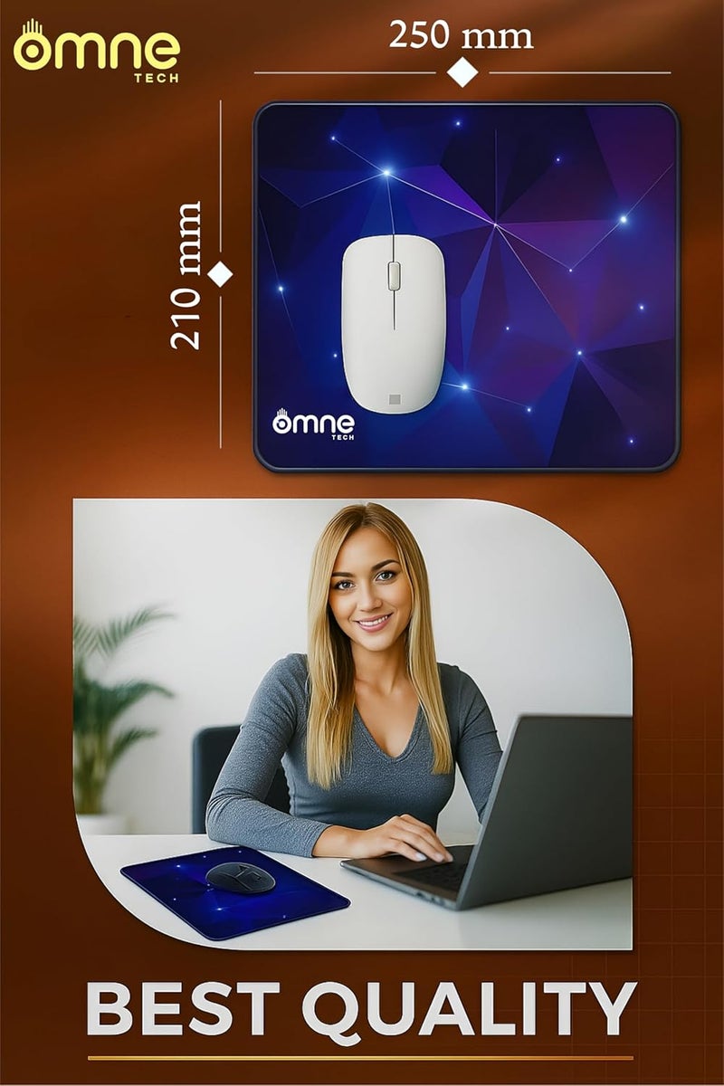 omne TECH Mousepad for Desk | Smooth Waterproof Surface, Anti-Slip Rubber Base, Durable & Comfortable Mouse Pad for Office, Laptop & Computer (Multicolour) (Blue) - Image 2