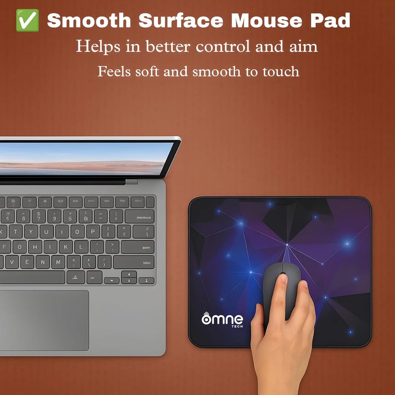 omne TECH Mousepad for Desk | Smooth Waterproof Surface, Anti-Slip Rubber Base, Durable & Comfortable Mouse Pad for Office, Laptop & Computer (Multicolour) (Blue) - Image 3