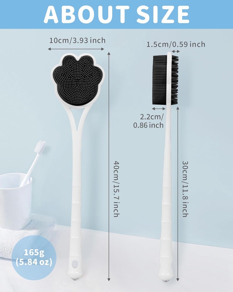 Manmihealth 157 Cute Silicone Body Scrubber Soft Shower Brush Face Scrubber Set 3 PCS PawShaped Silicone Back Brush Body Facial Scrubber with SuperSoft Bristles CombinationBlackSet - Image 2