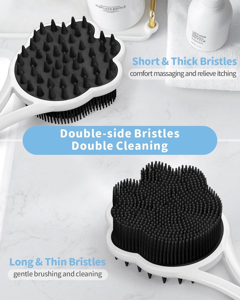 Manmihealth 157 Cute Silicone Body Scrubber Soft Shower Brush Face Scrubber Set 3 PCS PawShaped Silicone Back Brush Body Facial Scrubber with SuperSoft Bristles CombinationBlackSet - Image 4
