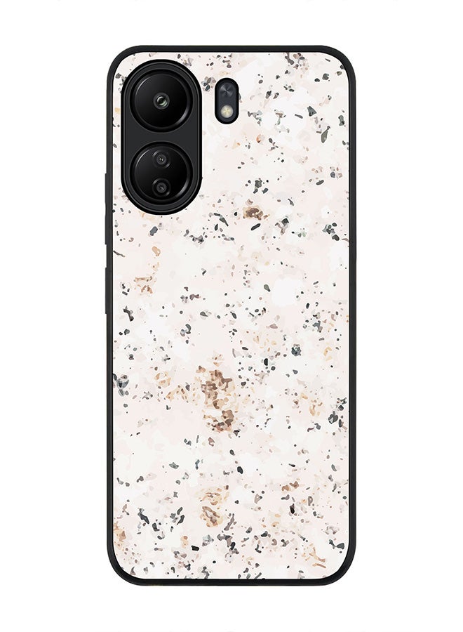 Stylizedd Rugged Black edge case for Xiaomi Poco C65, Slim fit Soft Case Flexible Rubber Edges Anti Drop TPU Gel Thin Cover- Marble Print Stone - Image 1