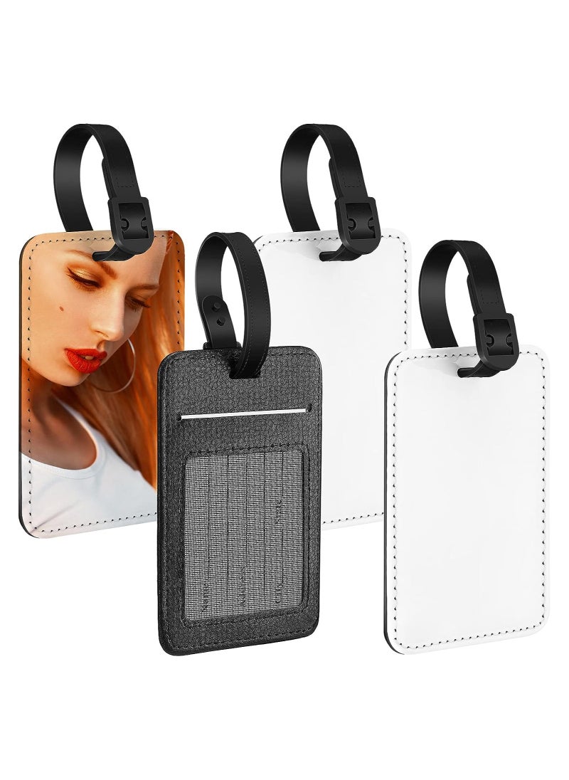 Generic Sublimation Luggage Tags Set of 4, Blank PU Leather Name Tags for Suitcases, Heat Transfer ID Card Holders for Travel, DIY Sports Bag Tags, Rectangle Design  - Image 1