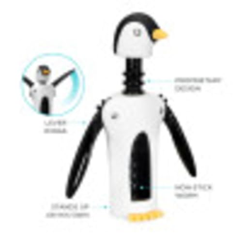True Zoo Kingsley the Penguin Corkscrew Wine Opener, Winged Design with Easy Grip Soft Touch Wings, Stainless Steel and Plastic with Sharp Screw for Wine Bottles, Home Bar, Kitchen, Novelty Gifts - Image 3
