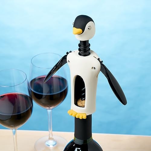 True Zoo Kingsley the Penguin Corkscrew Wine Opener, Winged Design with Easy Grip Soft Touch Wings, Stainless Steel and Plastic with Sharp Screw for Wine Bottles, Home Bar, Kitchen, Novelty Gifts - Image 2