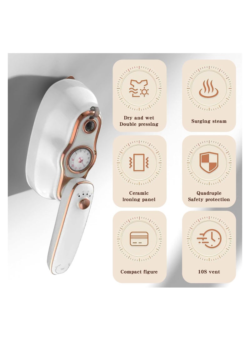 SOLARAE مكواة بخار ميني، مكواة ملابس محمولة قابلة للدوران 180°، مكواة بخار 1200 واط للملابس، مع مؤشر درجة الحرارة، كي وبخار 2 في 1، مكواة ملابس محمولة صغيرة باليد للملابس - Image 2
