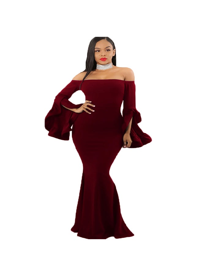 فاشون جروب فستان نسائى طويل ليلة الحنة دون اكتاف و اكمام واسعة