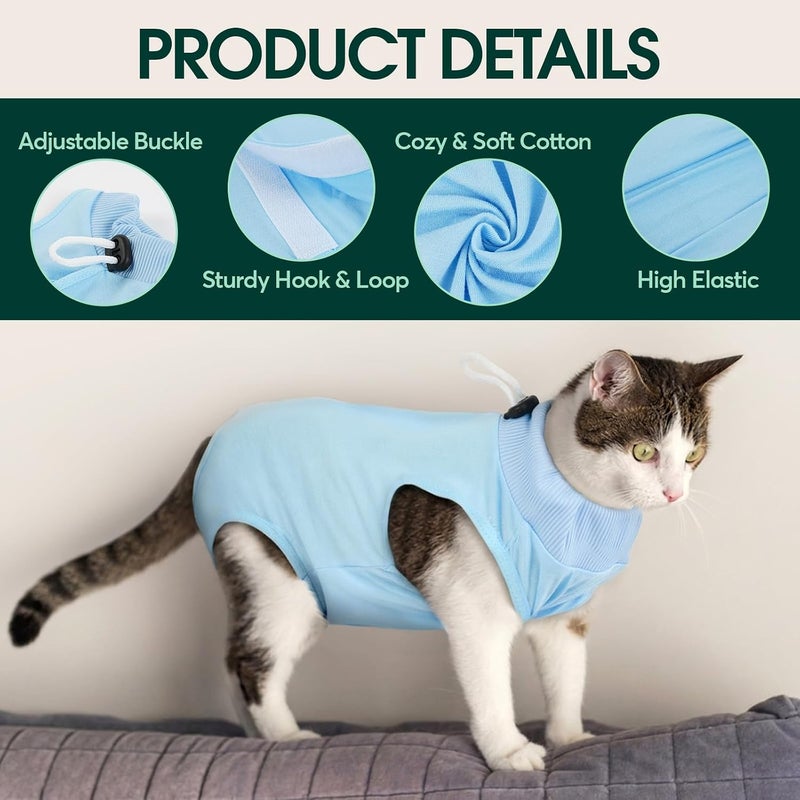 Kuoser Flexible purchase choices Cat Surgery Recovery Suit, Female Male Soft Onesie Spay Neuter Suit for Cats, Abdominal Wounds Anti-Licking Cat Body Suits for Skin Diseases, Kitten Surgical Collar Cone Alternative Natural material - Image 3