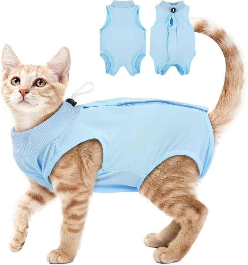 Kuoser Flexible purchase choices Cat Surgery Recovery Suit, Female Male Soft Onesie Spay Neuter Suit for Cats, Abdominal Wounds Anti-Licking Cat Body Suits for Skin Diseases, Kitten Surgical Collar Cone Alternative Natural material - Image 1