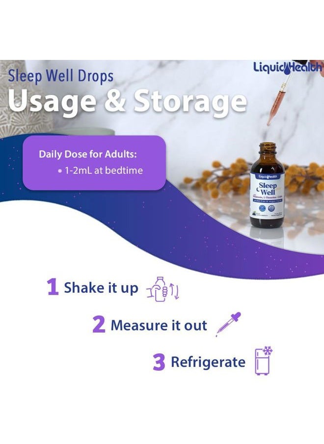 LIQUIDHEALTH Sleep Well 2 Oz Liquid Melatonin, L-Theanine Supplement & Natural Sleep Aid, Fall Asleep Faster, Stay Asleep Longer, Vegan, Sugar Free, Non-GMO Sleep Spray Drops - 2 Pack  - Image 4