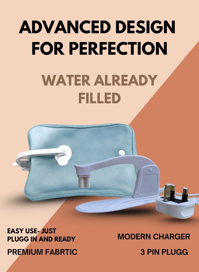 Breeze & Ripplez™ Dual comfort electric rechargeable heating water bag soft fleece cover for pain relief advanced leak proof technology fast heating large size