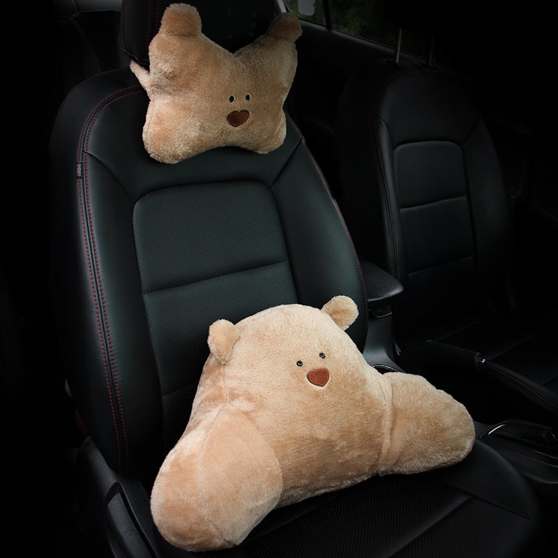 Cute Pig & Bear Car Seat Cushion - Comfortable Back Support for Driving and Office  Use - Image 4