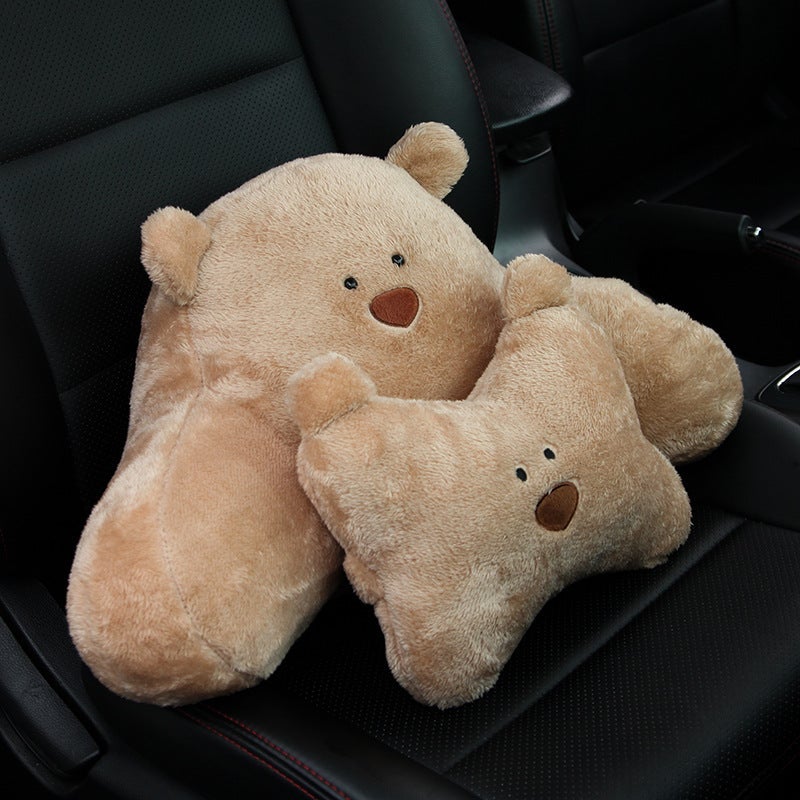 Cute Pig & Bear Car Seat Cushion - Comfortable Back Support for Driving and Office  Use - Image 2