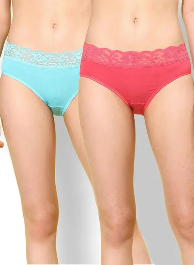 Leading Lady Leading Lady Pack of 2 - Lace Waistband Cotton Briefs