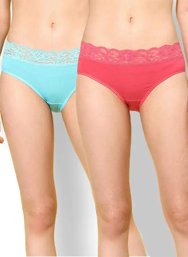Leading Lady Pack of 2 - Lace Waistband Cotton Briefs - Image 1