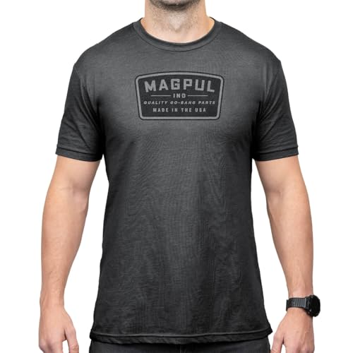 Magpul Blend Crew Neck Short Sleeve T-Shirt for Men, Go Bang Parts Patch Charcoal, Large - Image 1