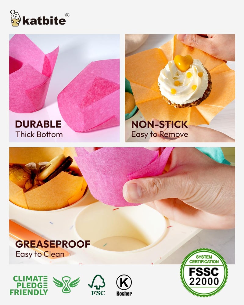 Katbite Tulip Cupcake Liners 200PCS, Muffin Liners Baking Cups, Cupcake Wrapper for Party, Wedding, Birthday - Image 5