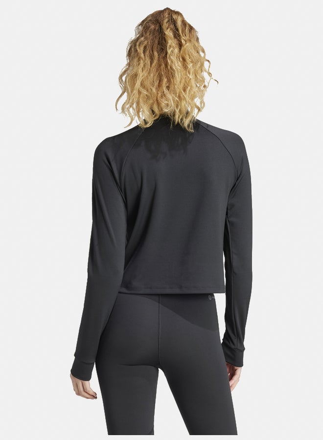 Adidas workout essentials minimal branding 1/4 zip cover up women's track top - Image 4