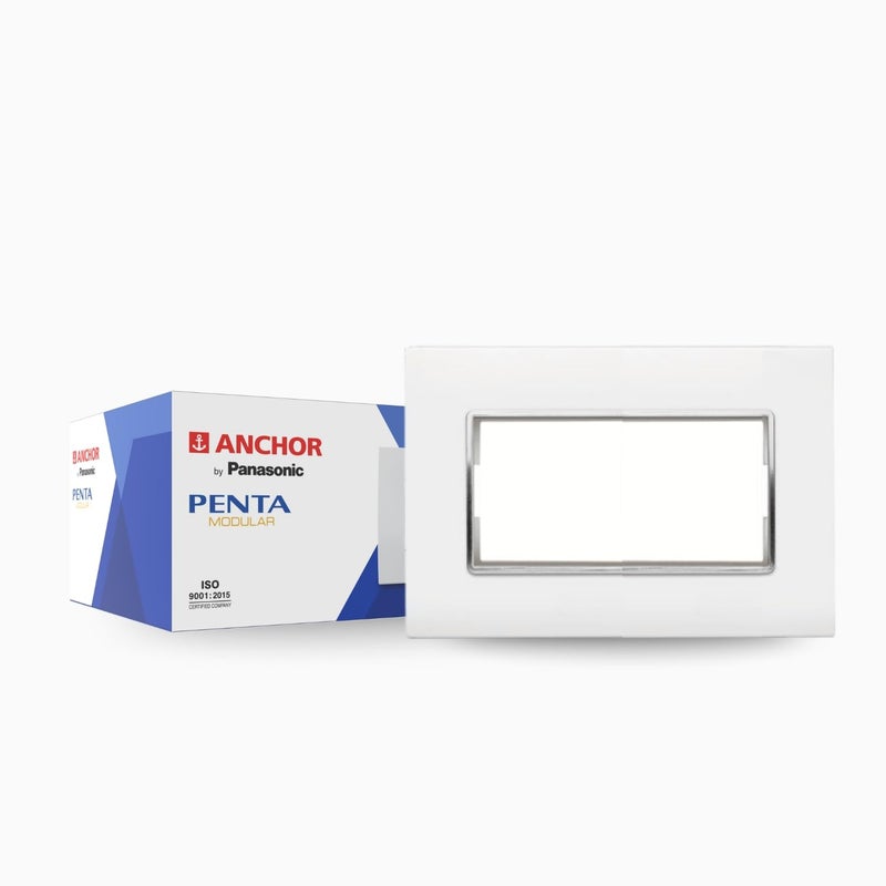 Anchor by Panasonic Penta 4 Module Gina Cover Plate with Chrome Collar for Switch Board (White, 65804-2) - Image 5
